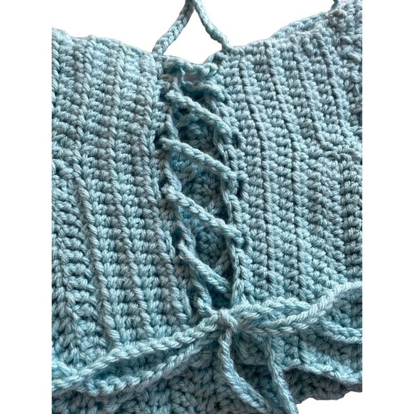 handmade crochet top coachella boho beach festival cottage halter bra - Picture 4 of 6